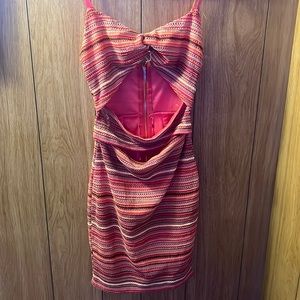 Crochet pink dress with cutouts